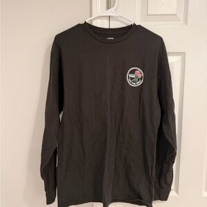 Vans Black Tee with Rose Logo